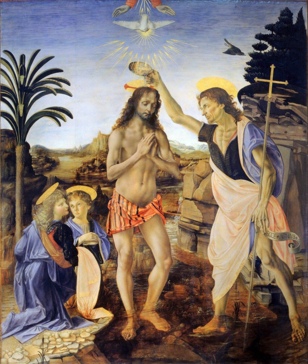 The Baptism of Christ by Verrocchio and Leonardo da Vinci